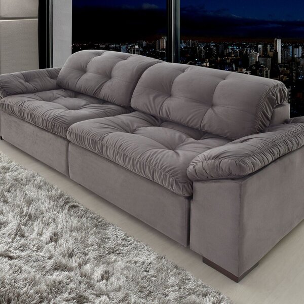 Sofá Retrátil E Reclinável 2 Lugares 260 Cm Pérola Veludo Cin