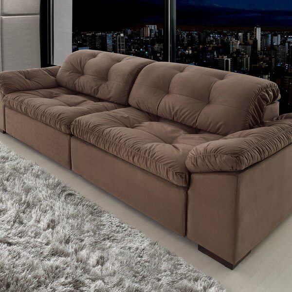 Sofá Retrátil E Reclinável 2 Lugares 260 Cm Pérola Veludo Mar