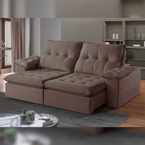 Sofá Retrátil E Reclinável 2 Lugares 290cm M173 Marrom Escuro