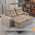 Sofá Retrátil E Reclinável 2 Lugares 290cm Pés Em Madeira Mac