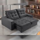 Sofá Retrátil E Reclinável 2 Lugares 290cm Pés Em Madeira Mac