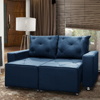 Sófa Retrátil E Reclinável 2 Lugares Bariloche Veludo Azul -