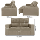 Sófa Retrátil E Reclinável 2 Lugares Londres 1.60 Suede Bege