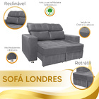 Sófa Retrátil E Reclinável 2 Lugares Londres 1.60 Suede Cinza