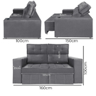 Sófa Retrátil E Reclinável 2 Lugares Londres 1.60 Suede Cinza