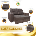 Sófa Retrátil E Reclinável 2 Lugares Londres 1.60 Suede Marro
