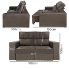 Sófa Retrátil E Reclinável 2 Lugares Londres 1.60 Suede Marro