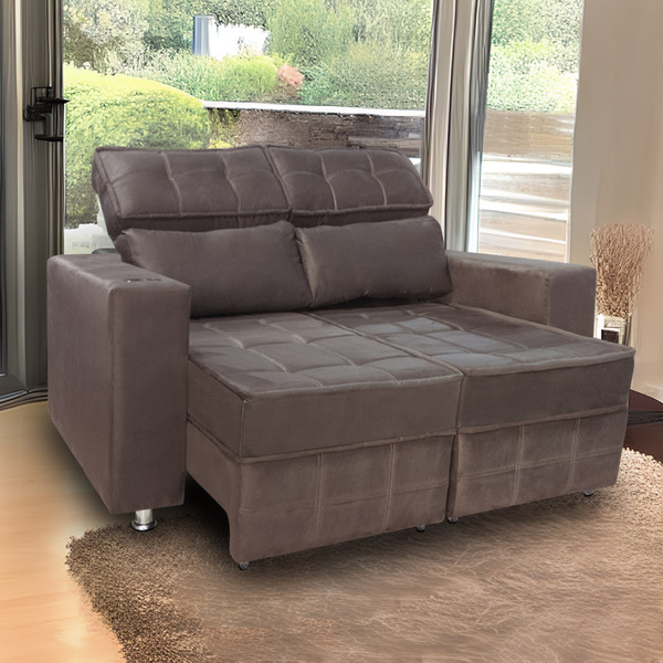 Sófa Retrátil E Reclinável 2 Lugares Londres 1.60 Suede - Vs