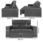 Sófa Retrátil E Reclinável 2 Lugares Londres 1.60 Veludo Cinz