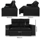 Sófa Retrátil E Reclinável 2 Lugares Londres 1.60 Veludo Pret