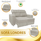 Sófa Retrátil E Reclinável 2 Lugares Londres 1.60 Veludo - Sh