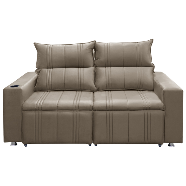 Sófa Retrátil E Reclinável 2 Lugares Madri Suede Bege - Shop