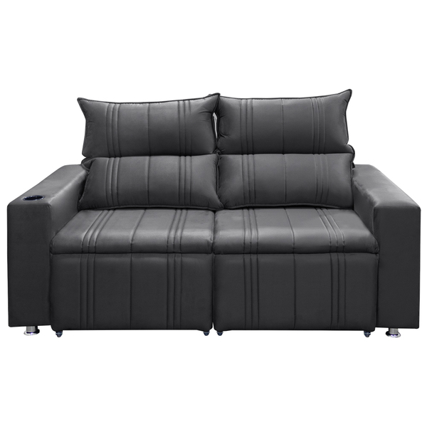 Sófa Retrátil E Reclinável 2 Lugares Madri Suede Cinza - Shop