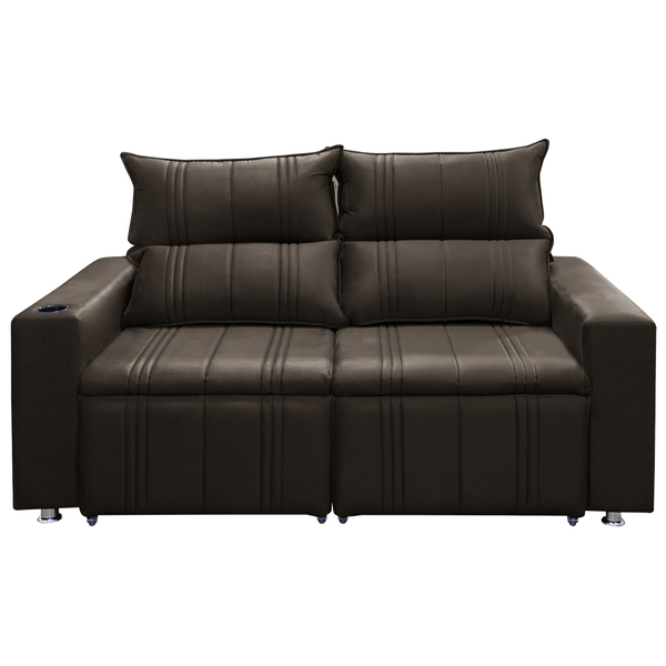 Sófa Retrátil E Reclinável 2 Lugares Madri Suede Marrom Casto