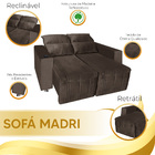 Sófa Retrátil E Reclinável 2 Lugares Madri Suede - Shop Das C