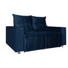 Sófa Retrátil E Reclinável 2 Lugares Madri Veludo Azul