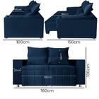 Sófa Retrátil E Reclinável 2 Lugares Madri Veludo Azul