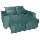Sófa Retrátil E Reclinável 2 Lugares Madri Veludo Ciano