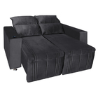 Sofá Retrátil E Reclinável 2 Lugares Madri Veludo Cinza - Sta