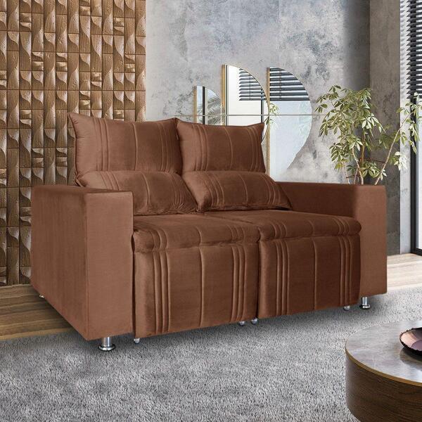 Sófa Retrátil E Reclinável 2 Lugares Madri Veludo Terracota