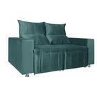 Sófa Retrátil E Reclinável 2 Lugares Madri Veludo Turquesa