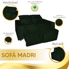 Sófa Retrátil E Reclinável 2 Lugares Madri Veludo Verde - Vs