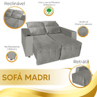 Sófa Retrátil E Reclinável 2 Lugares Madri Veludo - Vs Decor