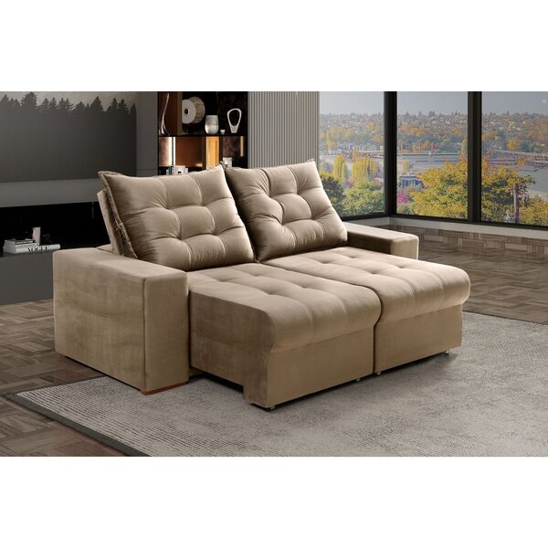 Sofá Retrátil E Reclinável 2 Lugares Pará Suede Cappuccino