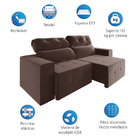 Sofá Retrátil E Reclinável 2m 3 Lugares Fênix Veludo Mamflex