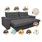 Sofá Retrátil E Reclinável 3,12m Com Molas Ensacadas Cama Inb