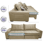 Sofá Retrátil E Reclinável 3,12m Com Molas Ensacadas Cama Inb