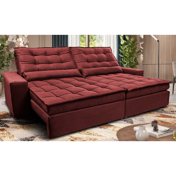 Sofá Retrátil E Reclinável 3,12m Molas Ensacadas Cama Inbox C