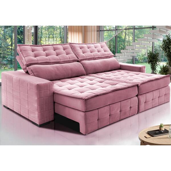 Sofá Retrátil E Reclinável 3,15m Cama Inbox Big Puffer Com So