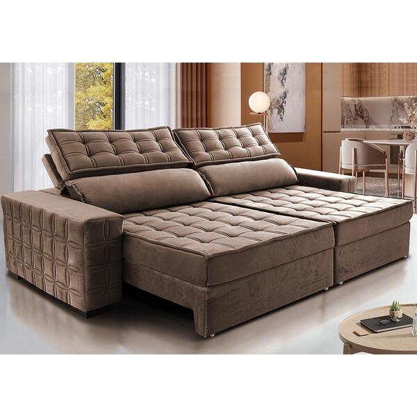 Sofá Retrátil E Reclinável 3,15m Cama Inbox Big Star Com Soft