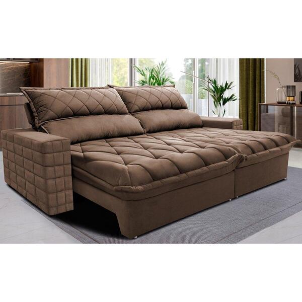 Sofá Retrátil E Reclinável 3,15m Molas Ensacadas Cama Inbox E