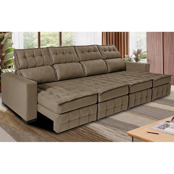 Sofá Retrátil E Reclinável 3,20m Molas Ensacadas E Costura Tr