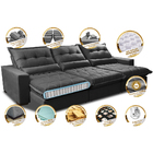 Sofá Retrátil E Reclinável 3,52m Com Molas Ensacadas Cama Inb