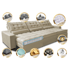 Sofá Retrátil E Reclinável 3,52m Com Molas Ensacadas Cama Inb