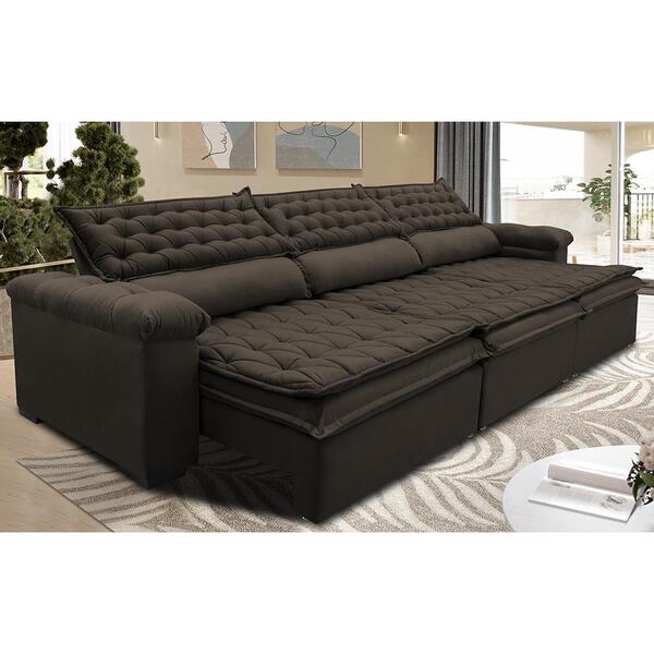 Sofá Retrátil E Reclinável 3,52m Molas Ensacadas Cama Inbox B