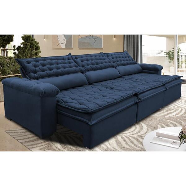 Sofá Retrátil E Reclinável 3,52m Molas Ensacadas Cama Inbox B