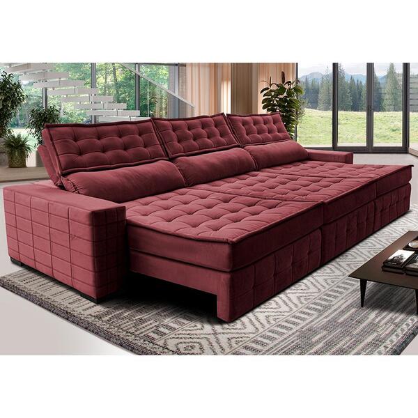 Sofá Retrátil E Reclinável 3,55m Cama Inbox Big Puffer Com So