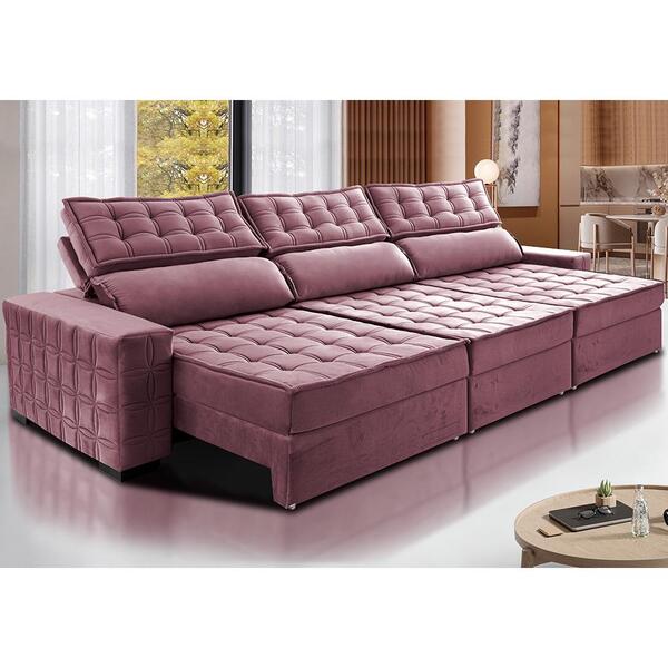 Sofá Retrátil E Reclinável 3,55m Cama Inbox Big Star Com Soft