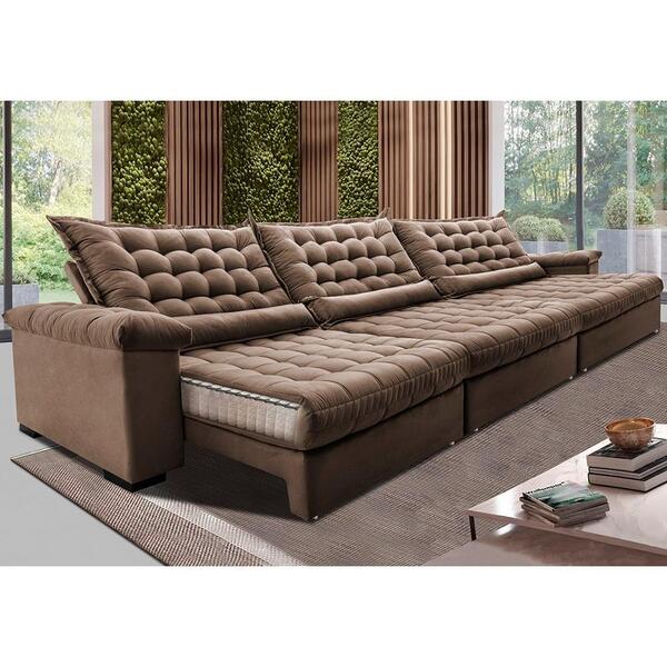 Sofá Retrátil E Reclinável 3,55m Molas Ensacadas Cama Inbox B