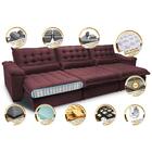 Sofá Retrátil E Reclinável 3,82m Com Molas Ensacadas Cama Inb