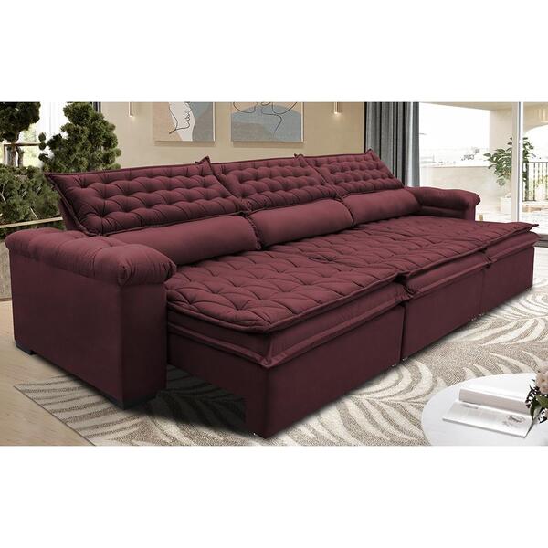 Sofá Retrátil E Reclinável 3,82m Molas Ensacadas Cama Inbox B