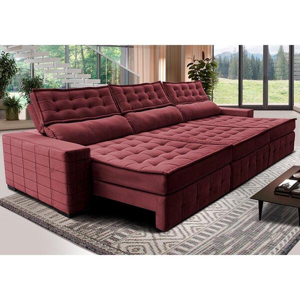 Sofá Retrátil E Reclinável 3,85m Cama Inbox Big Puffer Com So