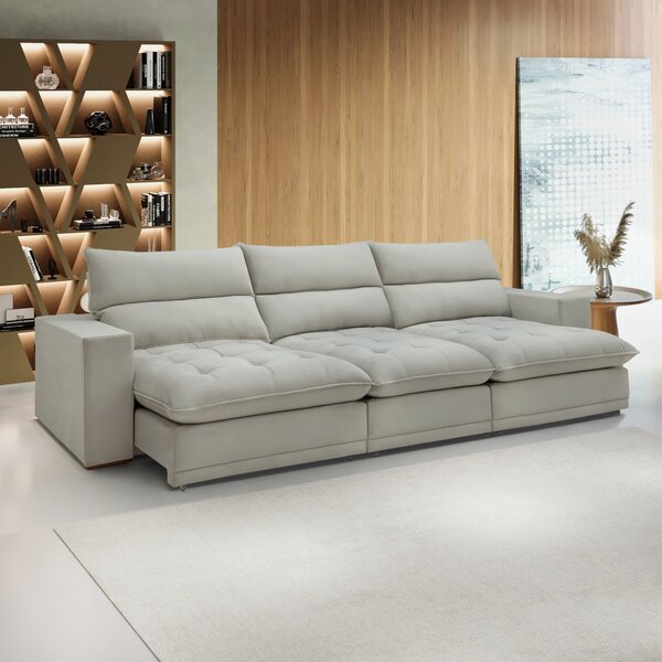 Sofá Retrátil E Reclinável 320cm Martinho Boucle Yescasa Gelo