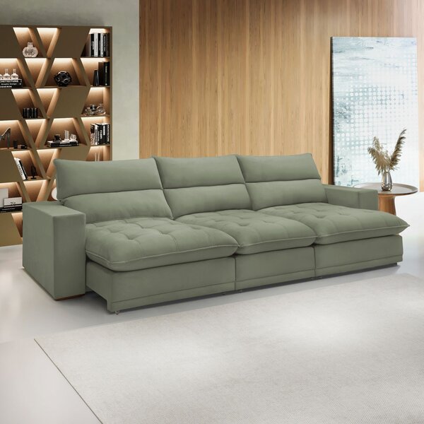 Sofá Retrátil E Reclinável 350cm Martinho Boucle Verde