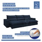 Sofá Retrátil E Reclinável 350cm Martinho Veludo Azul