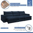 Sofá Retrátil E Reclinável 350cm Martinho Veludo Azul